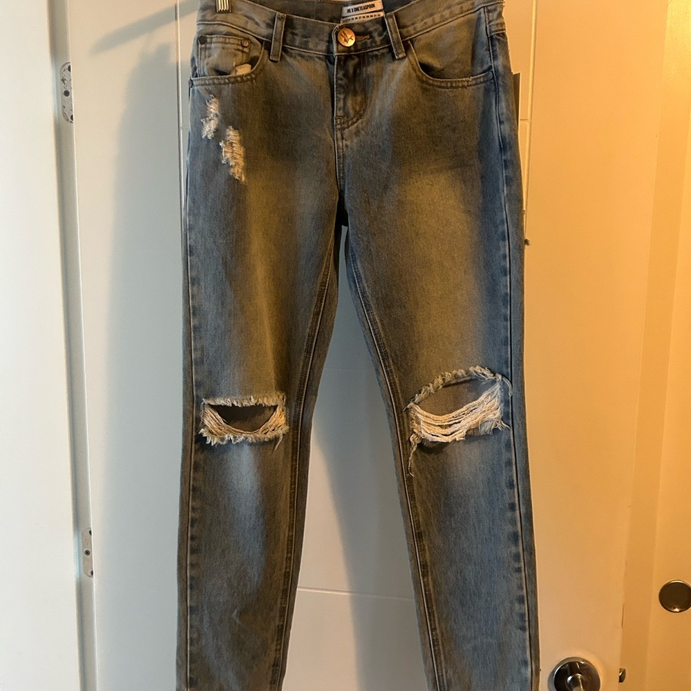 Distressed Blue Jeans